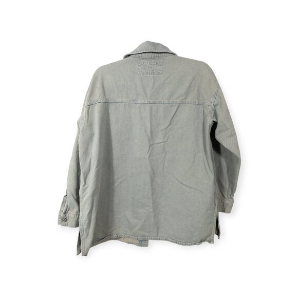 We The Free Button Down Denim Shacket SZ S Boho Western Shirt Baggy - Picture 3 of 12